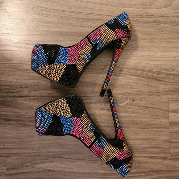 Steve Madden Multicolor Rhinestone Heels - Picture 3 of 4